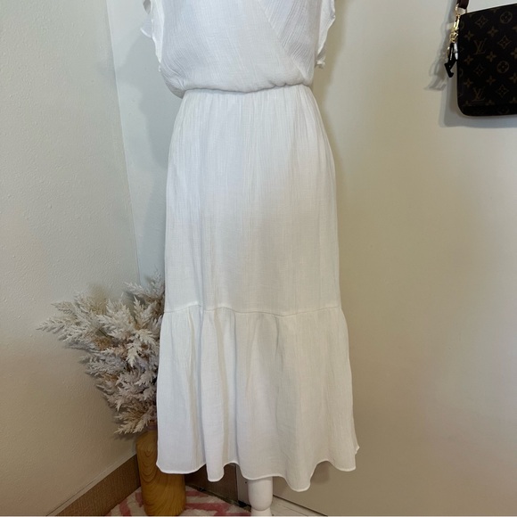 LUSH midi ruffle off white dress size S - Picture 6 of 14